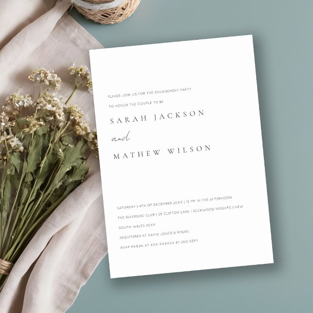Minimal Simple Black & White Typography Engagement Invitation (Creator Uploaded)