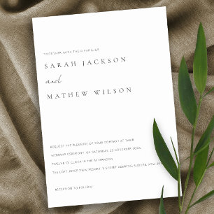 Minimal Simple Black & White Typography Wedding Invitation