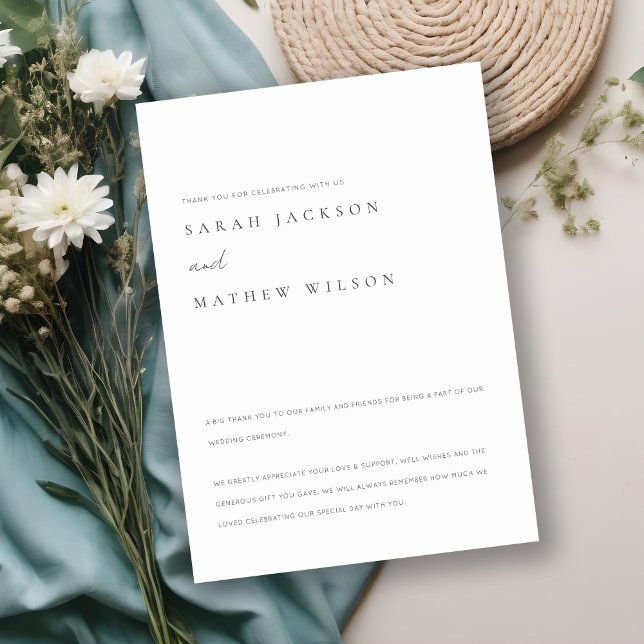 Minimal Simple Black & White Typography Wedding Thank You Card (Creator Uploaded)