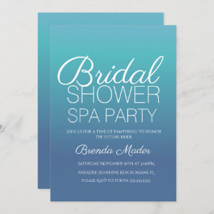 Minimal Simple Blue Ombre Spa Party Bridal Shower Invitation