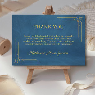 Minimal Simple Blue Sympathy After Funeral Thank You Card