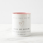 Minimal Simple Blush Heart Maid of Honour Gift Two-Tone Coffee Mug<br><div class="desc">If you need any further customisation please feel free to message me on yellowfebstudio@gmail.com.</div>