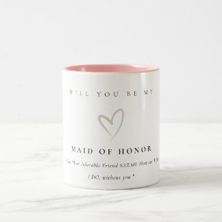 Minimal Simple Blush Heart Maid of Honour Gift Two-Tone Coffee Mug