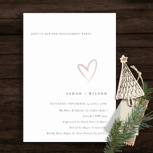 Minimal Simple Blush Pink Heart Engagement Invite