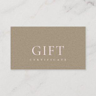 Minimal Simple Blush Pink Kraft Gift Certificate
