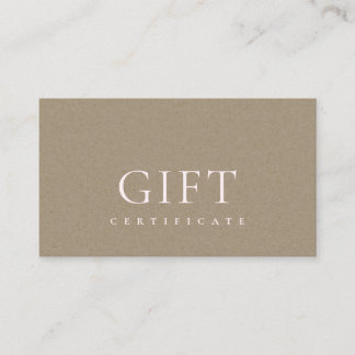 Minimal Simple Blush Pink Kraft Gift Certificate