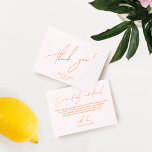 Minimal Simple Blush Pink & Orange Thank You Card<br><div class="desc">Designed to coordinate with for the «Bright» Wedding Invitation Collection. To change details,  click «Details». To move the text or change the size,  font,  or colour,  click «Edit using Design Tool». View the collection link on this page to see all of the matching items in this beautiful design.</div>