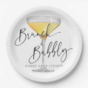 Minimal Simple Brunch and Bubbly Paper Plate