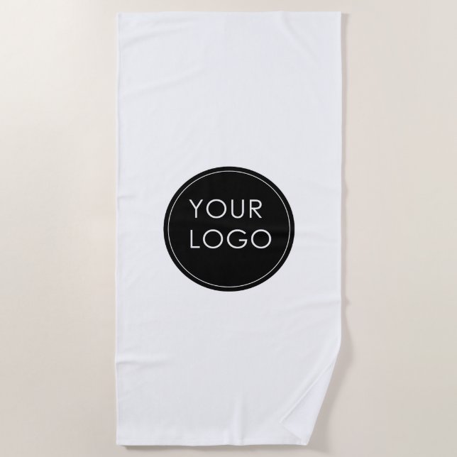 Minimal Simple Business Company Logo White Beach Towel (Front)