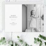 Minimal Simple Christmas | Black and White Photo Holiday Card<br><div class="desc">A stylish minimal photo holiday card with classic typography "Happy Holidays" in black on a clean simple minimalist white background and a soft dove grey feature colour on the reverse. The photo, holiday greeting and name can be easily customised for a personal touch. A simple, minimalist and contemporary christmas design...</div>