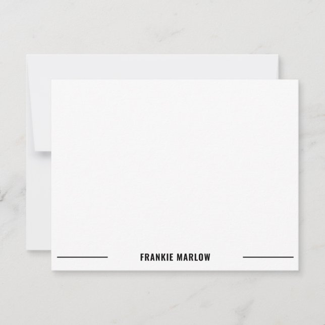 Minimal Simple Classic Masculine White Note Card (Front)