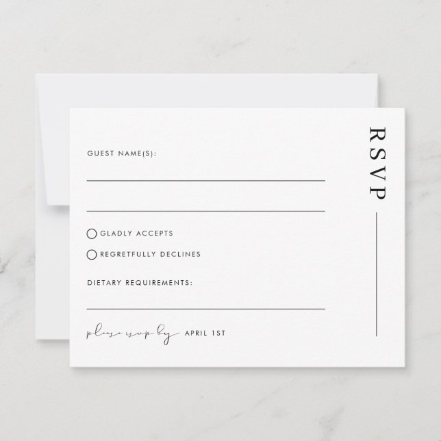 Minimal Simple Classic Wedding RSVP Postcard (Front)