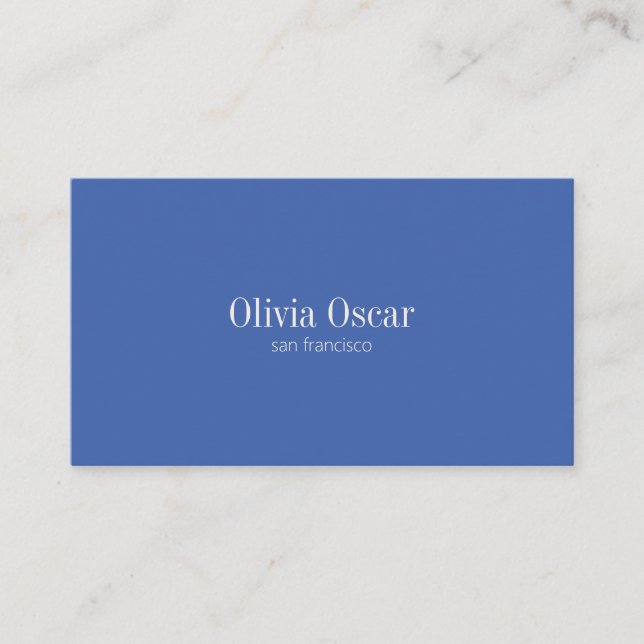 Minimal Simple Cobalt Blue Modern Professional Business Card (Front)