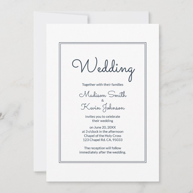 Minimal Simple Cursive Script Wedding Invitation (Front)