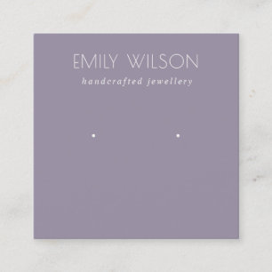 Minimal Simple Dusky Lilac Purple Earring Display Square Business Card