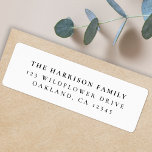 Minimal Simple Elegant Clean White Return Address<br><div class="desc">A stylish minimal return address label with classic typography in black on a clean simple minimalist white background. The text can be easily customised for a personal touch. A simple,  minimalist and contemporary design to stand out from the crowd!</div>