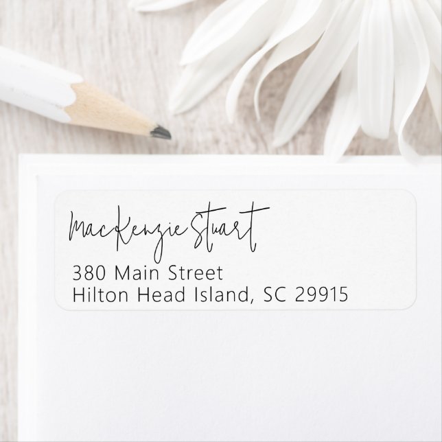 Minimal Simple Elegant Script Return Address Label (Insitu)