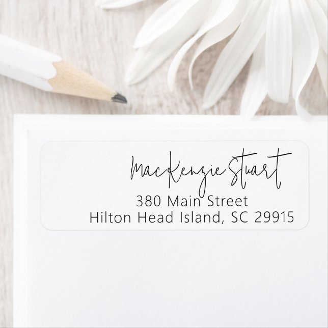 Minimal Simple Elegant Script Return Address Label (Insitu)