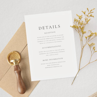 Minimal Simple Elegant Serif Typography Wedding Enclosure Card