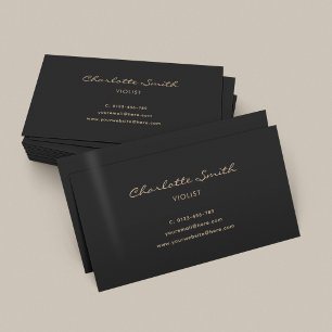 Minimal Simple Elegant Violist Black Gold Business Card