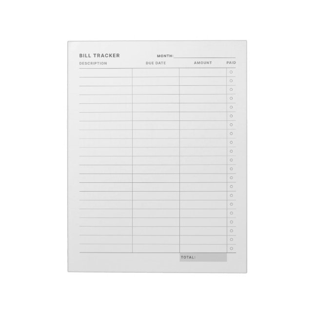 Minimal Simple Expense Tracker Notepad (Rotated)