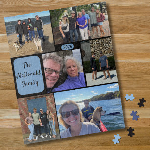 Minimal simple family 6 photo collage jigsaw puzzle