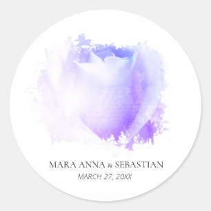 Minimal Simple Floral Wedding Couples Classic Rose Round Sticker