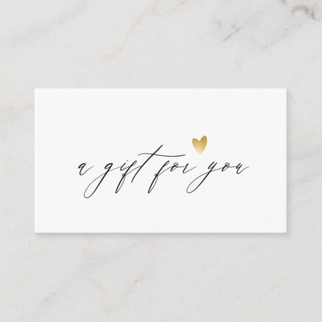 Minimal Simple Gold Heart Logo Gift Certificate (Front)