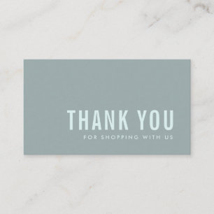 MINIMAL SIMPLE GREY AQUA BLUE THANK YOU SHOPPING BUSINESS CARD