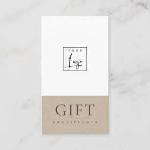 Minimal Simple Kraft Logo Gift Certificate