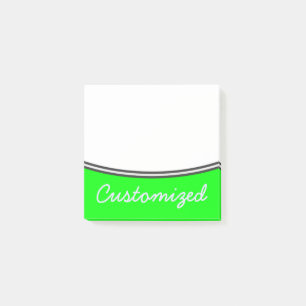 Minimal, Simple, Lime Background + Lavender Name Post-it Notes