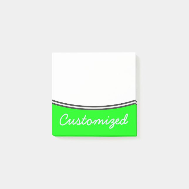 Minimal, Simple, Lime Background + Lavender Name Post-it Notes (Front)
