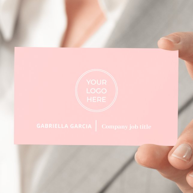 Minimal Simple Logo QR Code Blush Pink Business Card (Front side of card shown in 3.5 x 2.0 inch, add your business info and QR Code on the backside.)