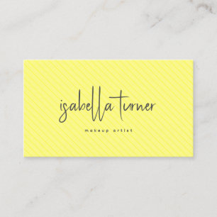Minimal Simple Make Up Artist Beauty Yellow Stripe Business Card