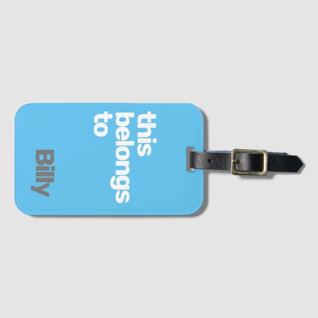 minimal simple modern blue custom  luggage tag (Front Horizontal)