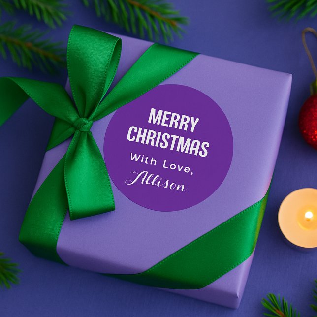 Minimal Simple Modern Chic Typography Christmas Classic Round Sticker (Creator Uploaded)