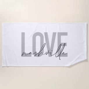 Minimal, simple, modern cool design Love Nashville Beach Towel
