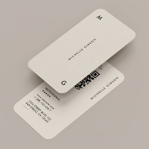 Minimal Simple Modern Professional Sand QR  Business Card