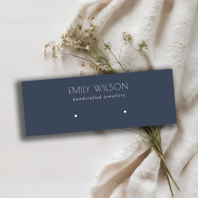 Minimal Simple Navy Blue Dark Earring Display Mini Business Card (Creator Uploaded)
