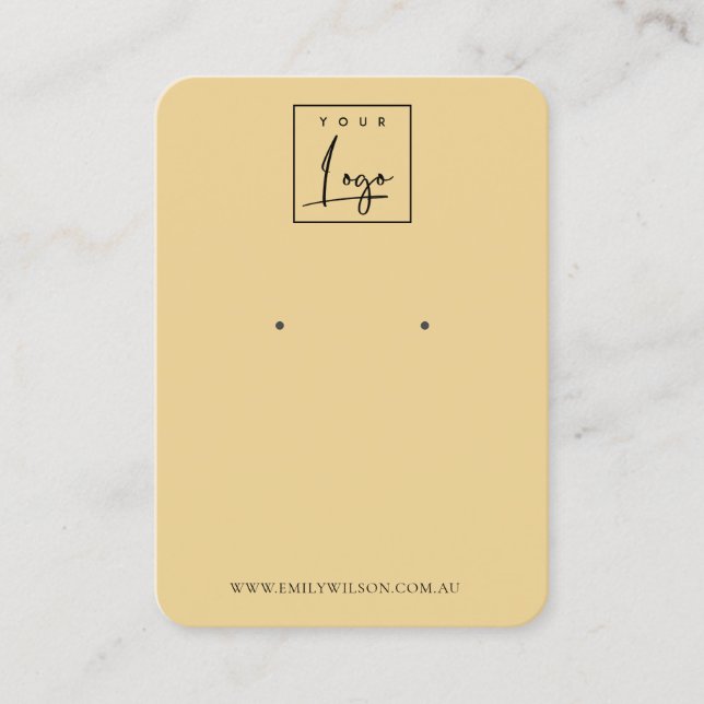 Minimal Simple Ochre Yellow Muted Earring Display Business Card (Front)