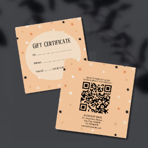 Minimal Simple Pastel Orange Black Star Pattern