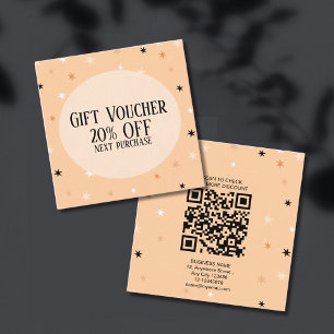 Minimal Simple Pastel Orange Black Star Pattern  Discount Card