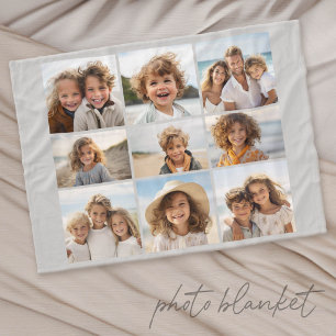 Minimal Simple Photo Collage with 9 photos Fleece Blanket