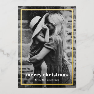 Minimal Simple Photo Elegant Christmas Foil Holiday Card