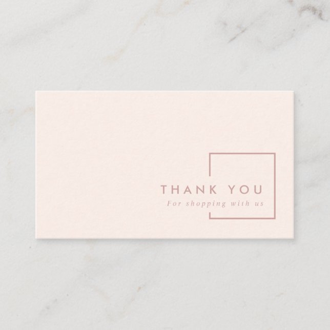 MINIMAL SIMPLE PINK BLUSH RECTANGLE THANK YOU BUSINESS CARD (Front)