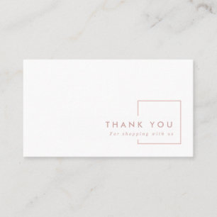 MINIMAL SIMPLE PINK BLUSH RECTANGLE THANK YOU BUSINESS CARD