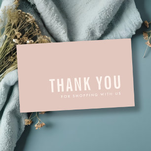 MINIMAL SIMPLE PINK BLUSH THANK YOU LOGO SHOPPING BUSINESS CARD