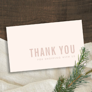 MINIMAL SIMPLE PINK BLUSH THANK YOU LOGO SHOPPING BUSINESS CARD