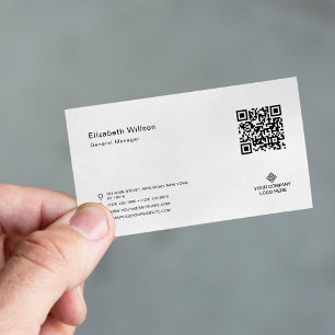 Minimal Simple QR Code Business Logo Professional Card