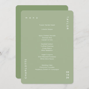 Minimal Simple Sage Green Wedding Dinner Menu